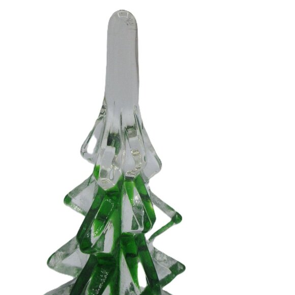 Vtg 8.5" Art Glass Christmas Tree Green & Clear Bubble-Inclusive Holiday Decor - Picture 3 of 5